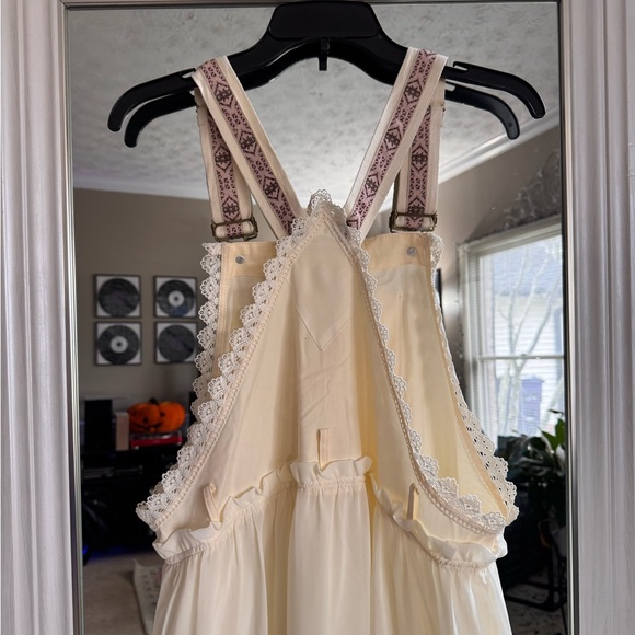 Cream Lace Trim Overall Dress - Picture 6 of 8